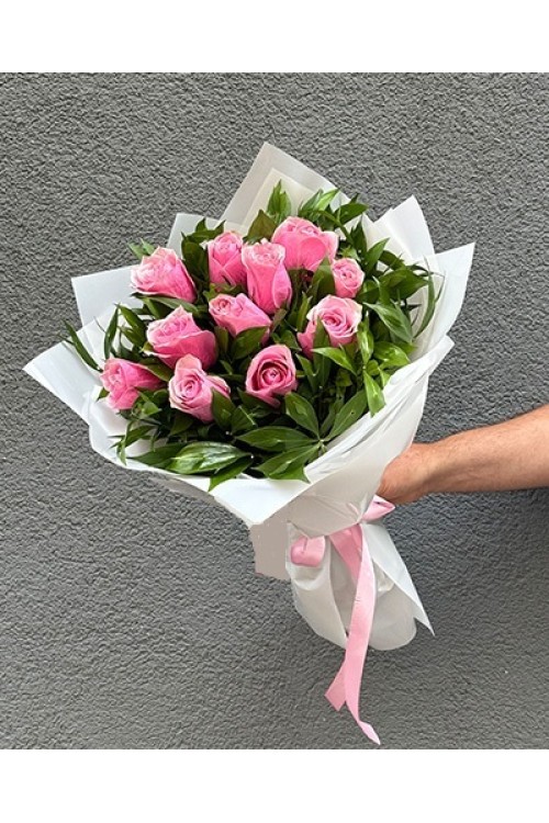 11 ADET PEMBE GÜL BUKETİ 