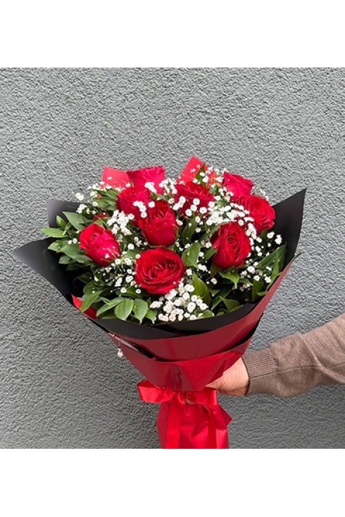 9 ADET KIRMIZI GÜL BUKETİ 